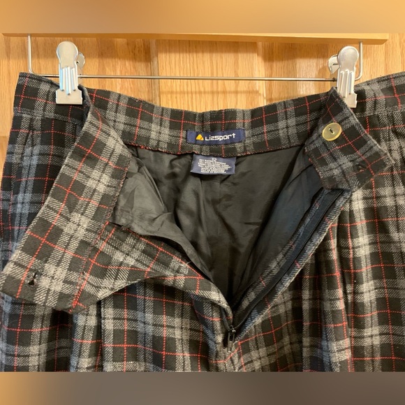 VTG 90s Gray Black Red Plaid High Waist Pants Size 12 LizSport Tapered - Pleated - Picture 4 of 7
